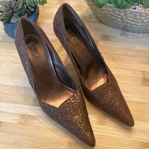 ‎Western Embossed Heels Leather Sz 9